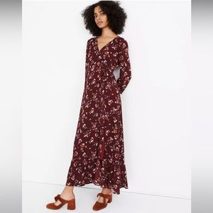 Madewell Ruffle-Hem Wrap Dress in Carnation Toss Size xxs NWT